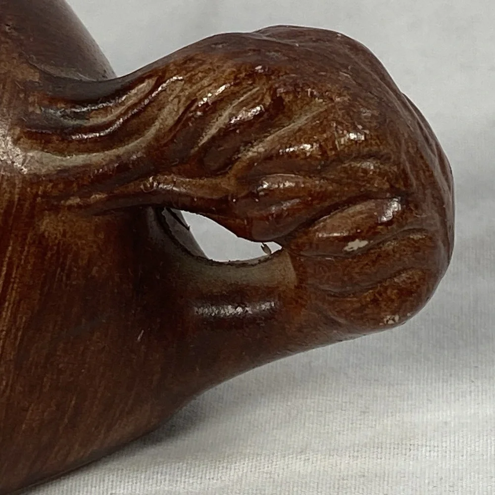 Vintage Dog Figurine Pair Faux Wood Mid Century Style Retro Decor Hong Kong